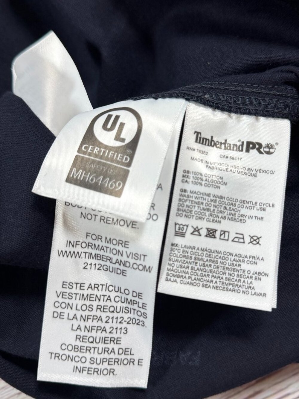 Timberland PRO FR Men’s Navy Long Sleeve Button Front Work Shirt NWT - Picture 3 of 6